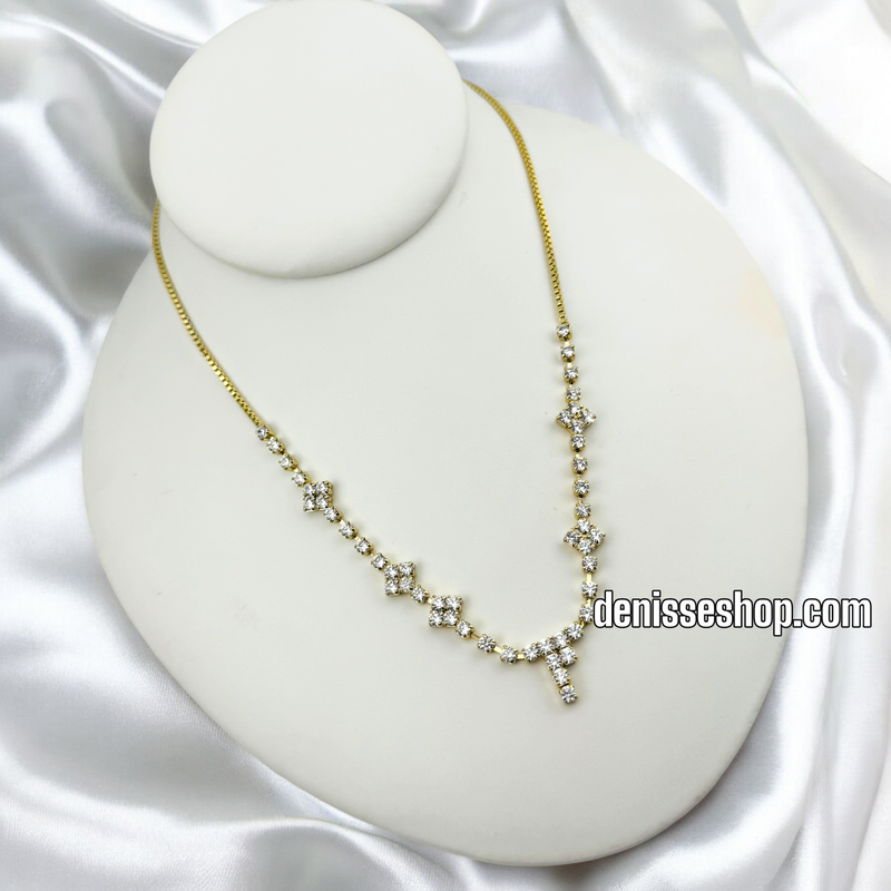 14K ELEGANT WHITE STONE NECKLACE 18&