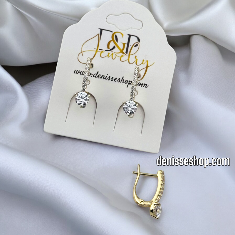 14K WHITE STONE HUGGIES EARRING E800