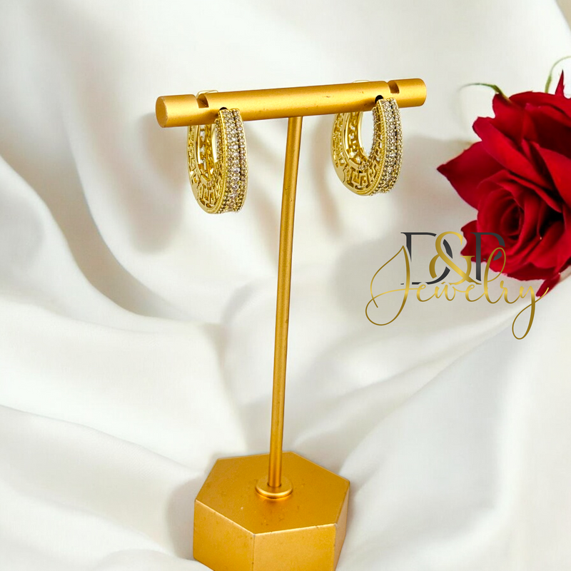 14K DESIGN HOOP EARRING HP666