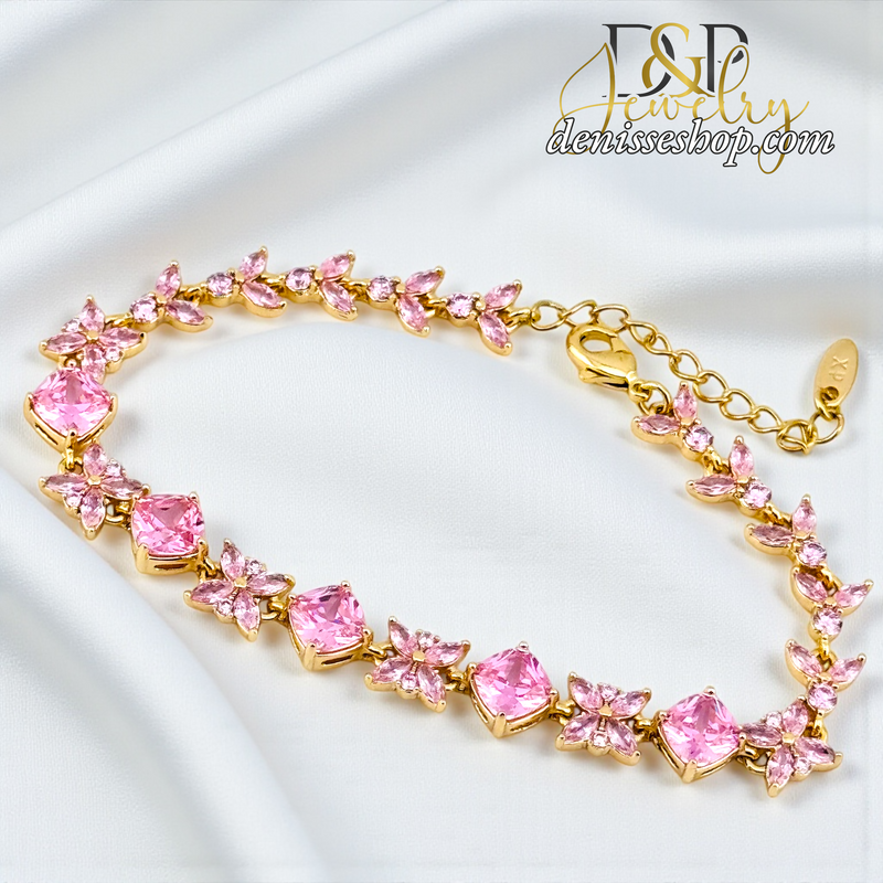 14KGOLD/PINK STONE BRACELET BR873