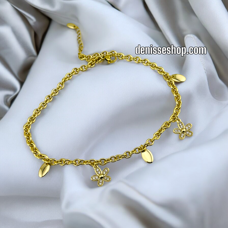 14K FLOWERS ANKLET BRACELET A18