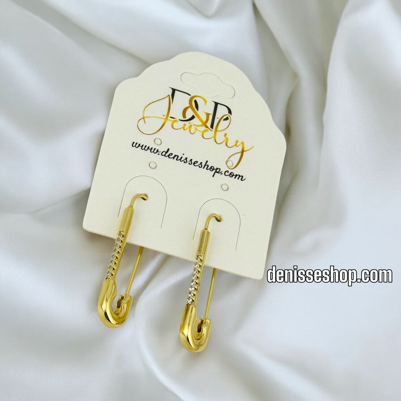 14K FASHION GOLD SAFETY PIN EARRING E652