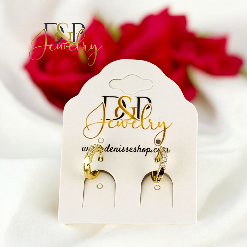 14K TINY WHITE LITTLE STONES HOOP HP708