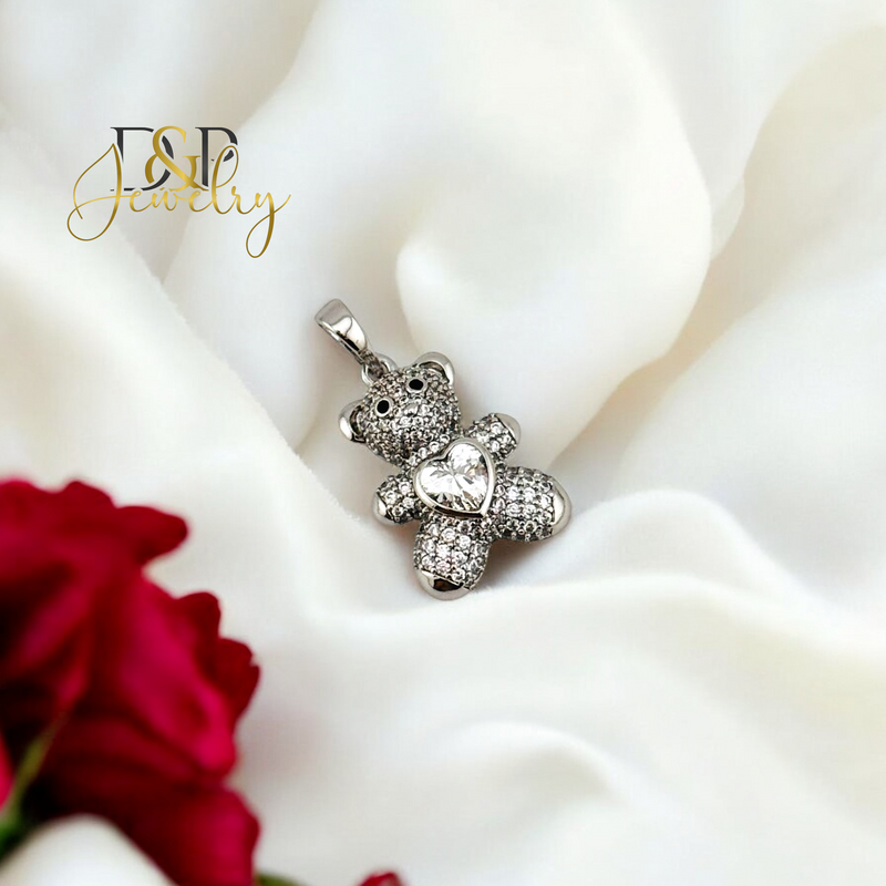 SILVER BEAR HEART PENDANT P792