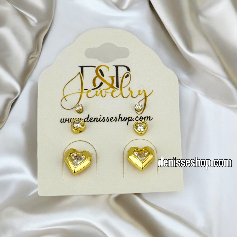 14K /WOMAN/GIRL HEART EARRING SET E730