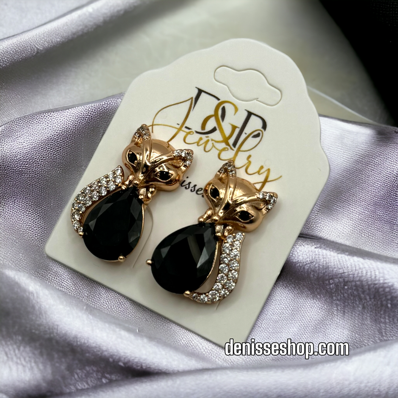 14K BLACK FOX EARRINGS E456