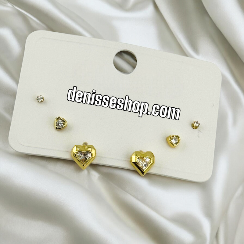 14K /WOMAN/GIRL HEART EARRING SET E730