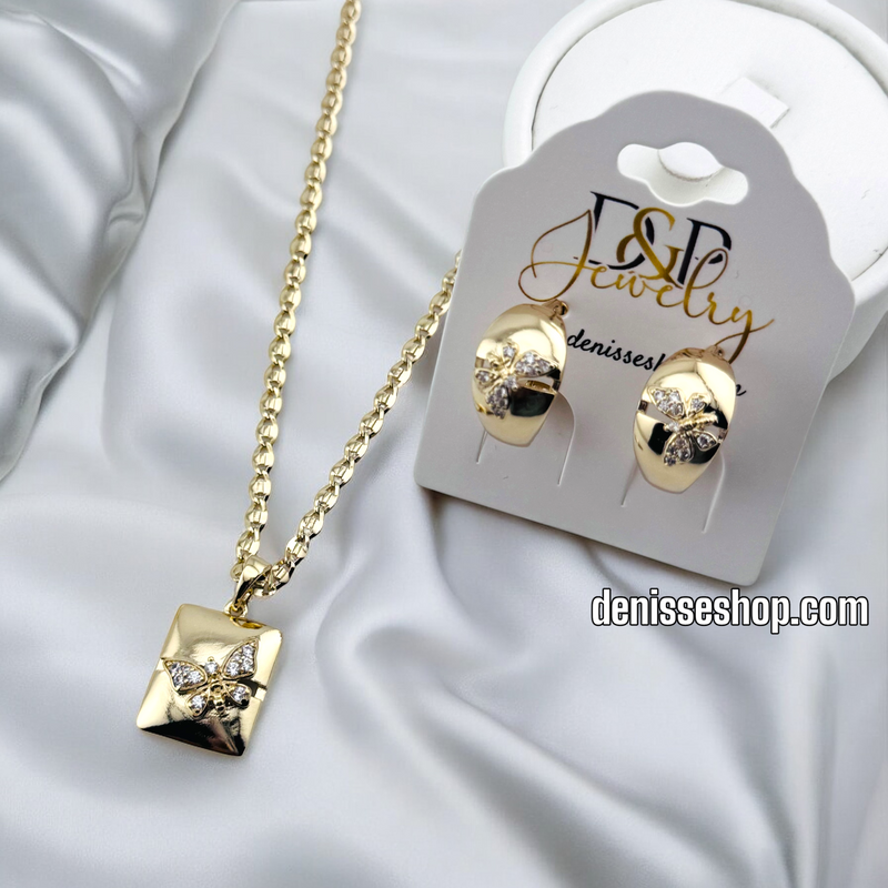 14K BUTTERFLY NECKLACE SET N223