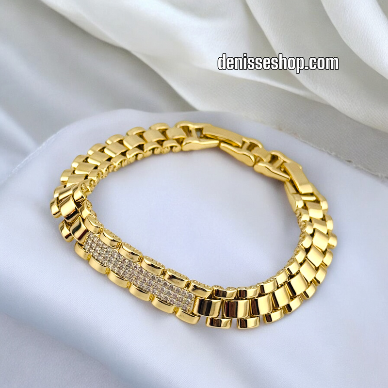 14K WITHE STONE GOLD BRACELET BR651