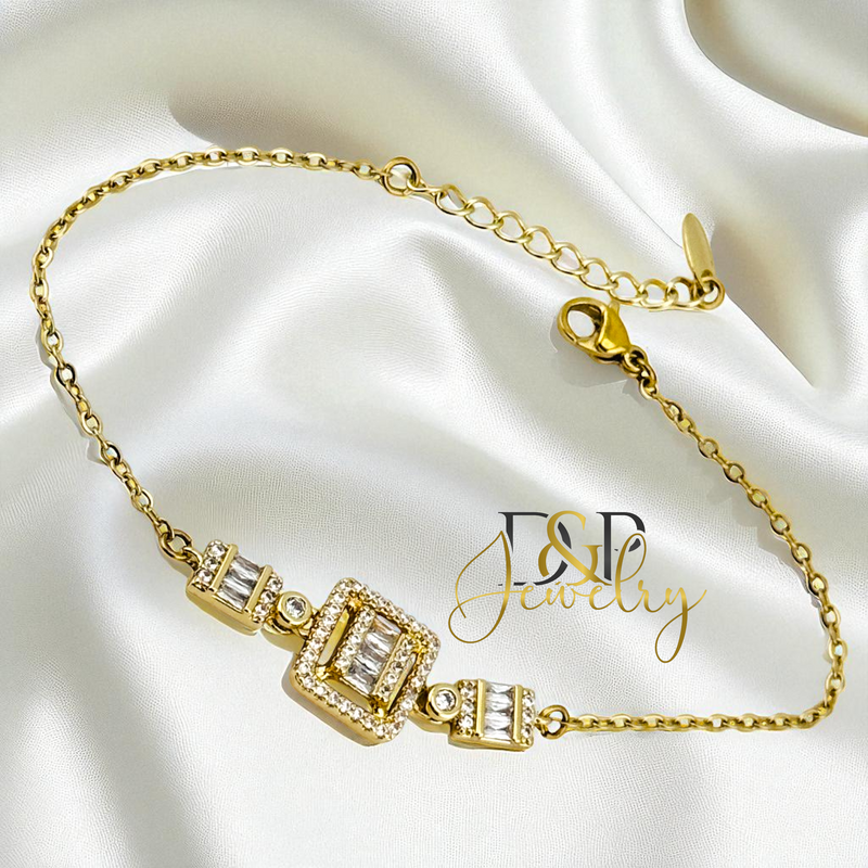 14K DAINTY WHITE STONE BRACELET BR823