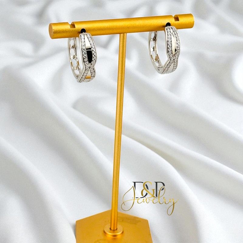 SILVER DESIGN HOOP EARRING HP833