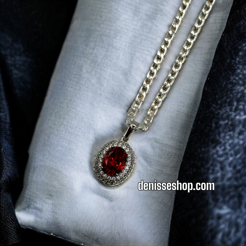 SILVER RED STONE PENDANT P225 (Chain not included)