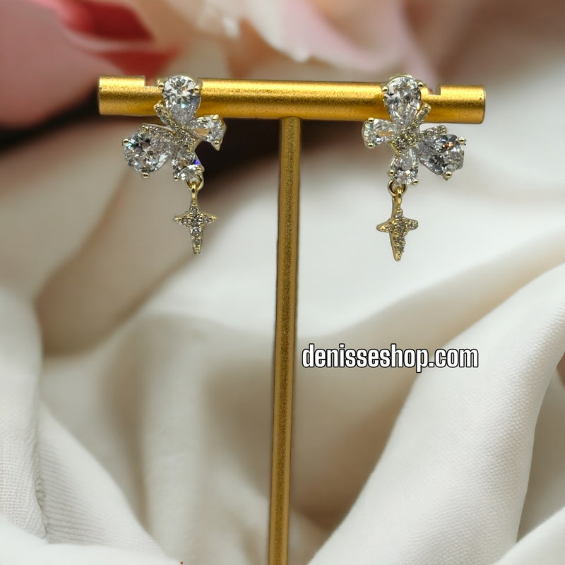 14K WHITE BUTTERFLY EARRINGS E356