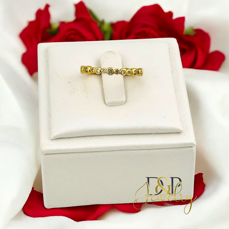 14K FILLED WHITE STONES BAND RING RG365