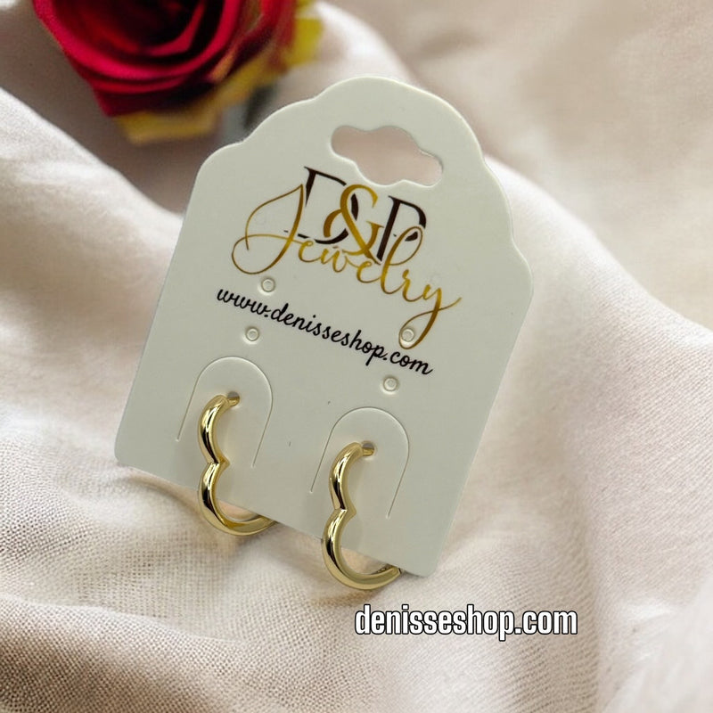 14K HEART HOOPS HP330