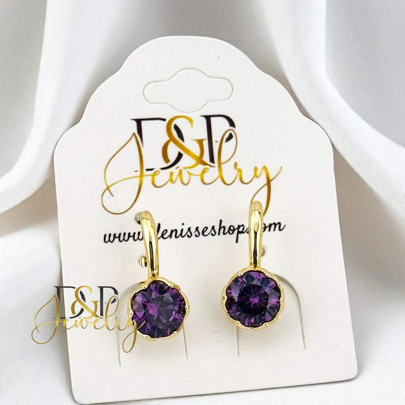 14K DROP STONE HUGGIE EARRING E940