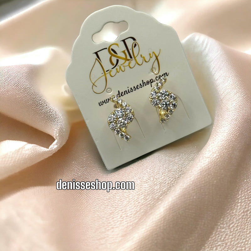 14K Gold White Stone Earrings E317