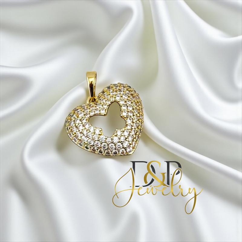 14K BUTTERFLY  HEART PENDANT P867