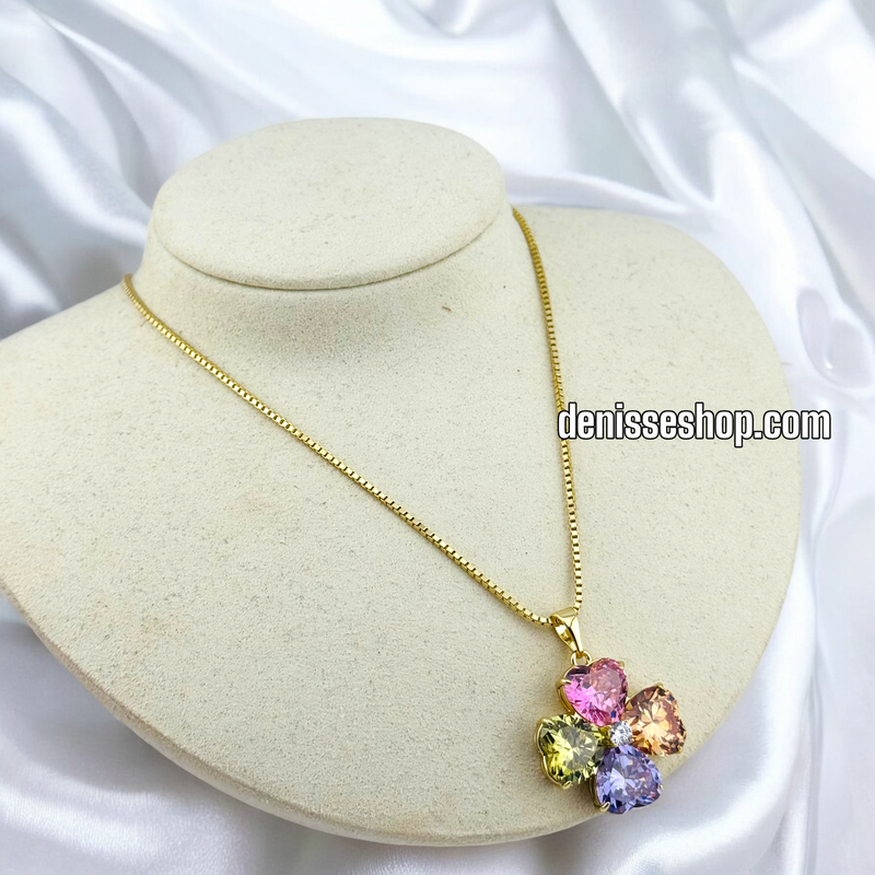 14K COLORFUL CLOVER NECKLACE 18&