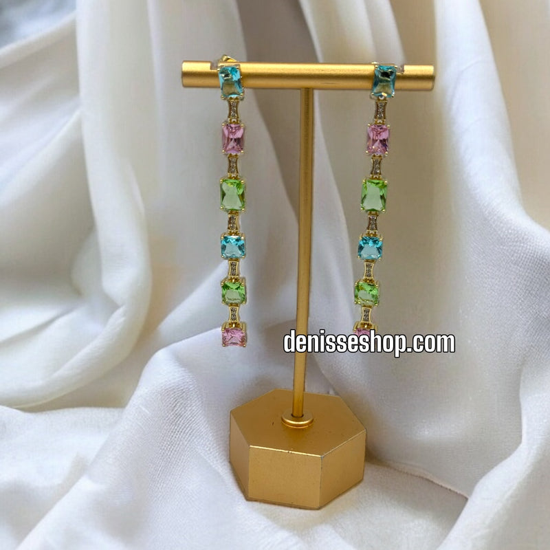 14K COLORFUL STONE EARRINGS E427