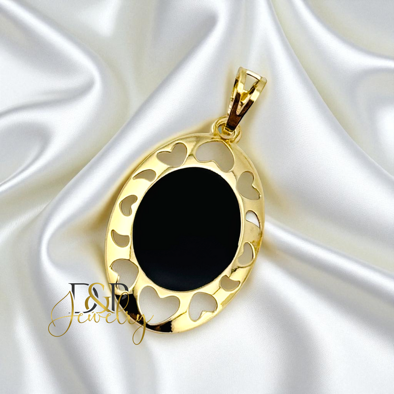 14K GOLD/BLACK PENDANT P893