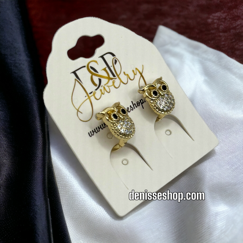 14K OWL EARRINGS E472