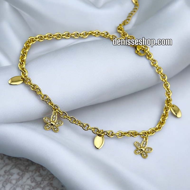 14K FLOWERS ANKLET BRACELET A18