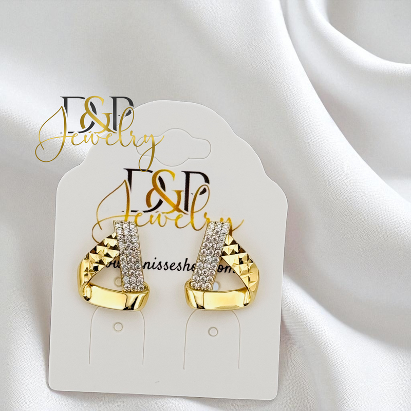 14K GOLD/RIBON STUD EARRING E1010