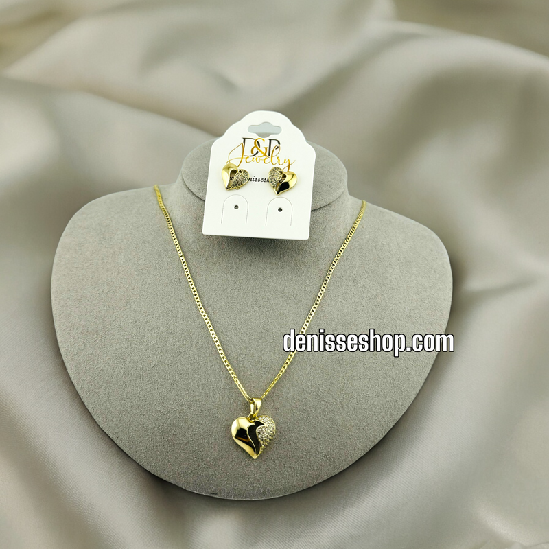 14K GOLD HEART NECKLACE SET 18&