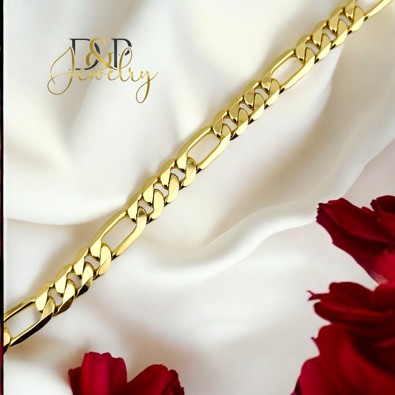 14K FIGARO DESIGN MEN BRACELET 9&