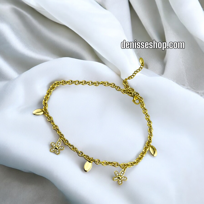 14K FLOWERS ANKLET BRACELET A18