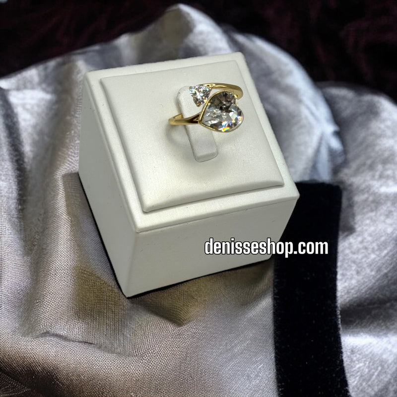 14K WHITE HEART OPEN RING RG143