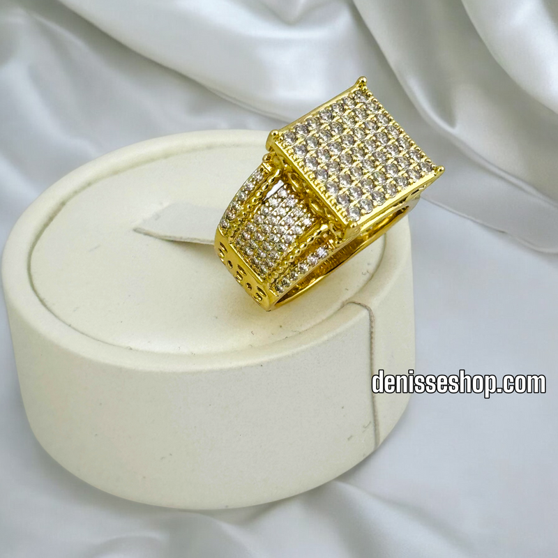 14K WOMEN BLING SQUARE RING RG298