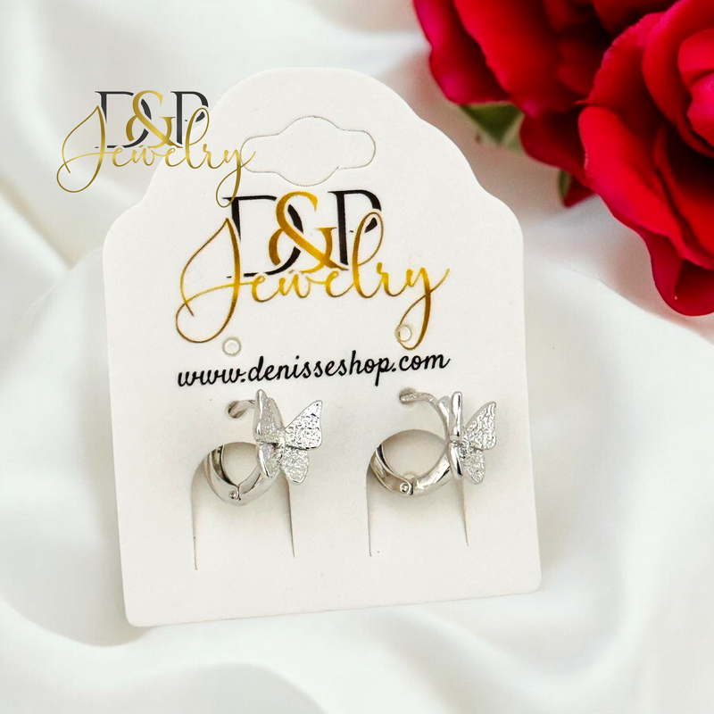 SILVER BUTTERFLY HOOP EARRING HP669