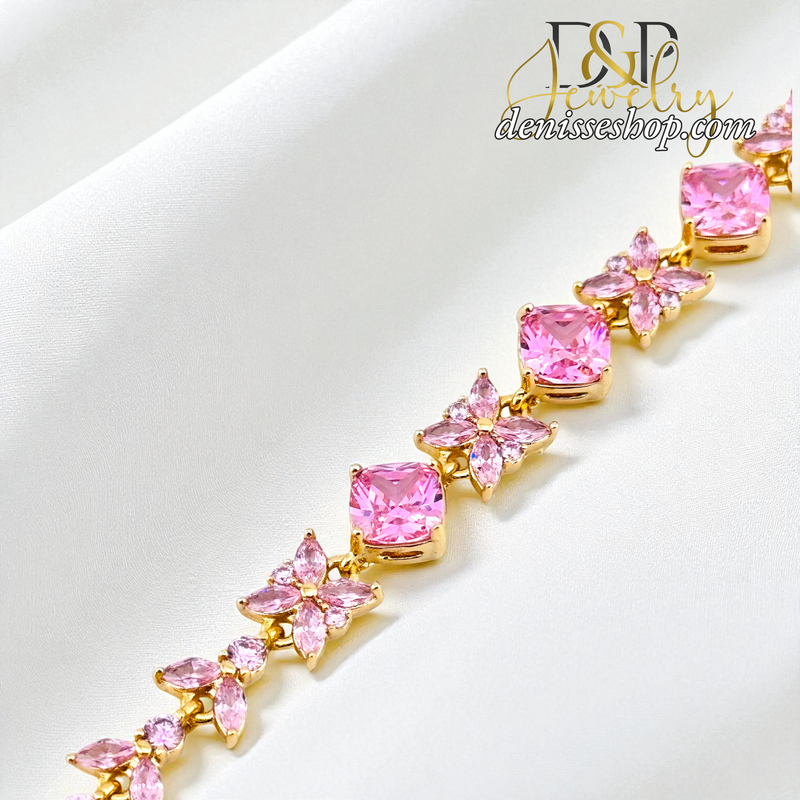 14KGOLD/PINK STONE BRACELET BR873