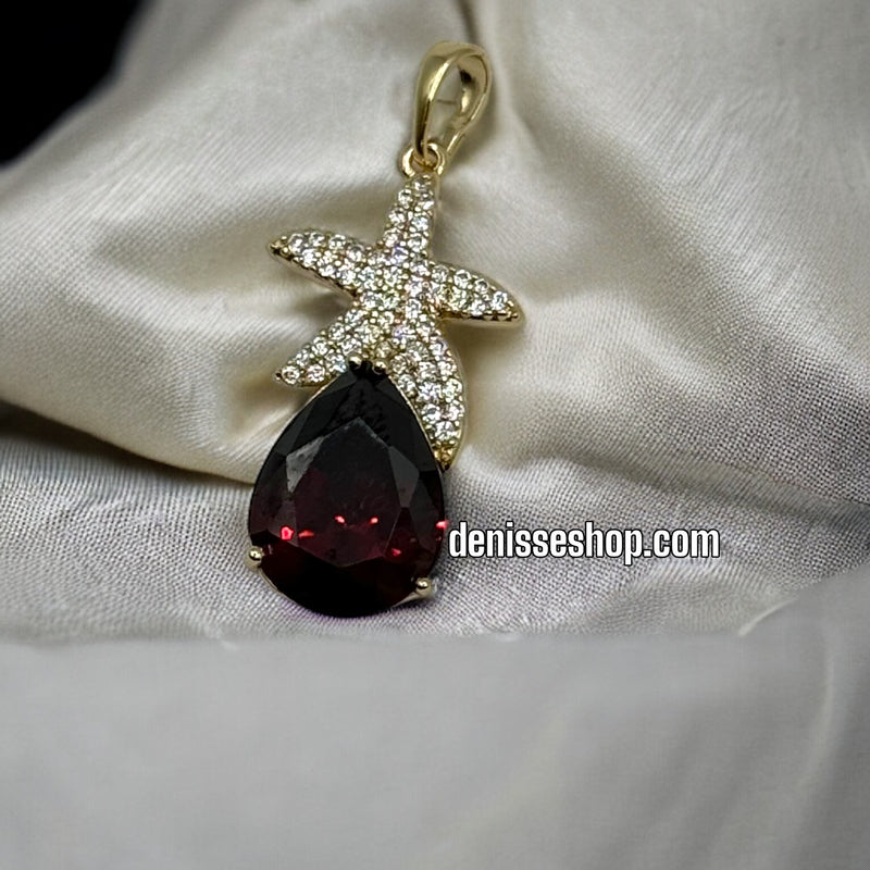 14K RED STONE STARFISH PENDANT P210 (CHAIN NOT INCLUDED)