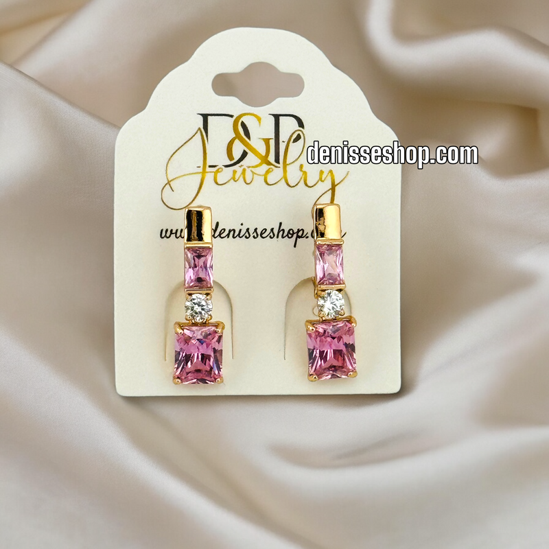 18K PINK STONE EARRINGS E547