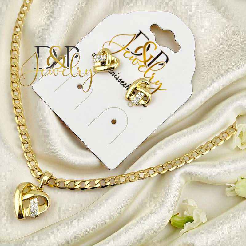 14K HEART NECKLACE SET N270