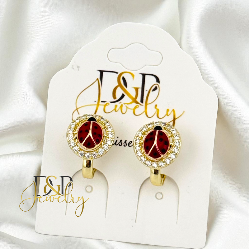 14K LADYBUG HUGGIE EARRING E939