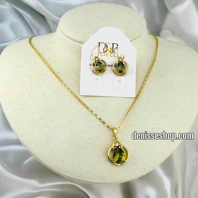 14K GREEN FASHION NECKLACE SET N77