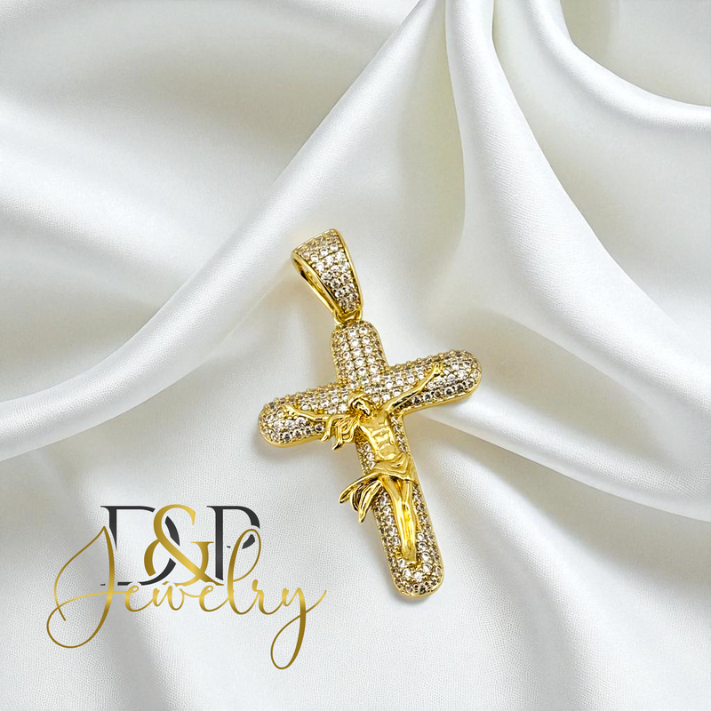 14K GOLD/THICK CROSS PENDANT P933