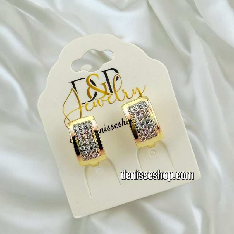 14K THREE COLOR EARRING E606