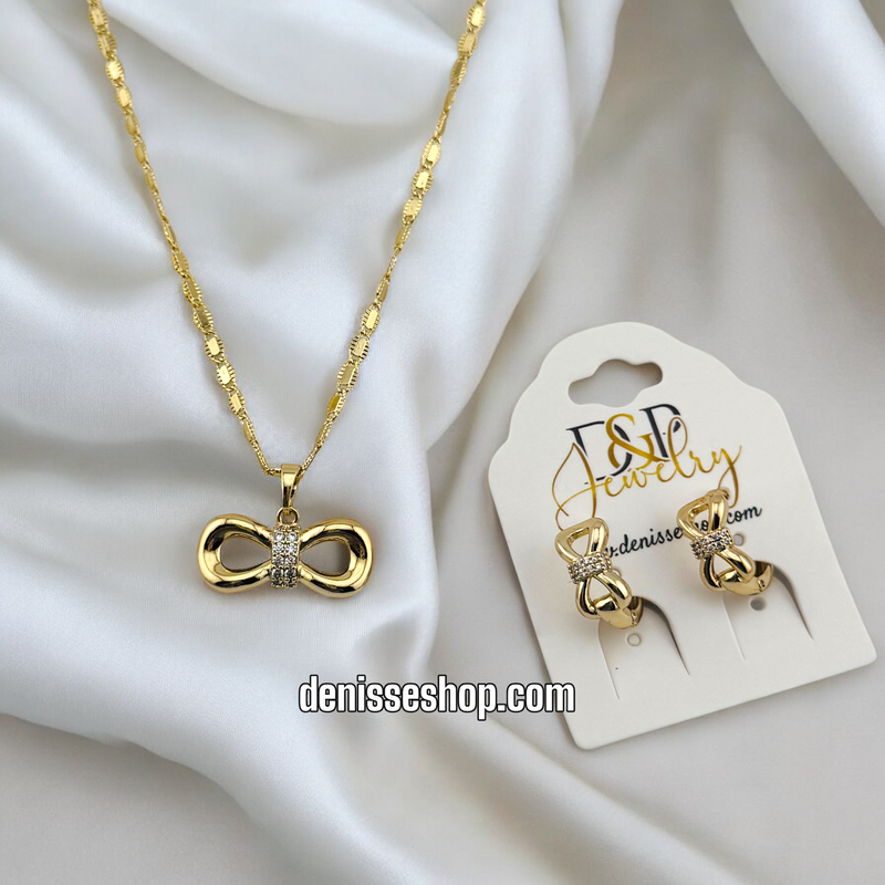 14K CUTE BOW NECKLACE SET N221