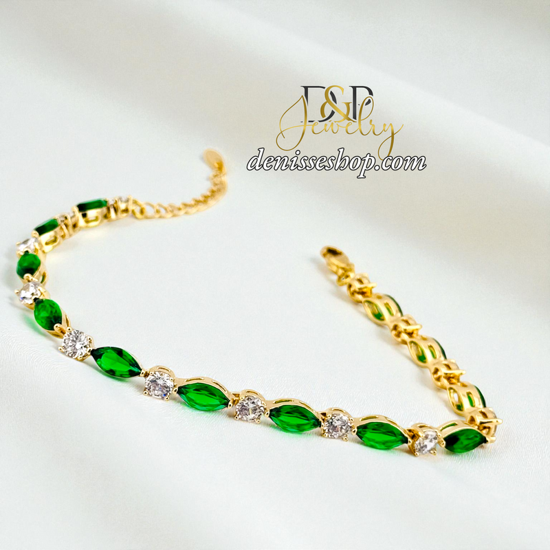 14KGOLD/GREEN STONE BRACELET BR871