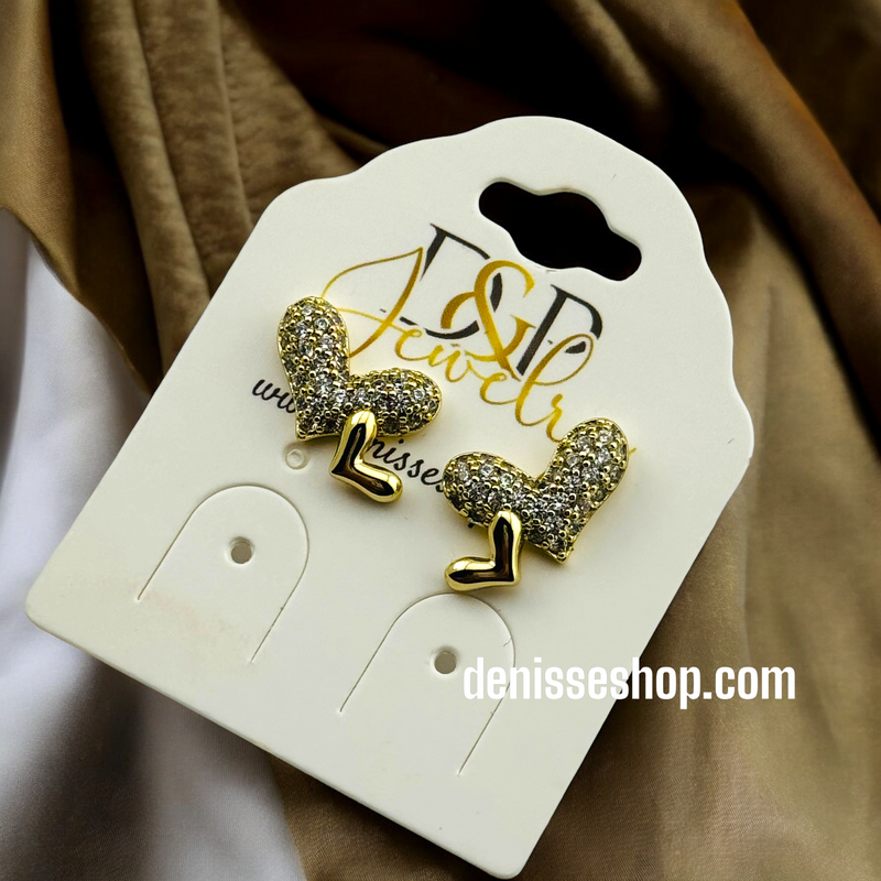 14K HEART EARRING E586