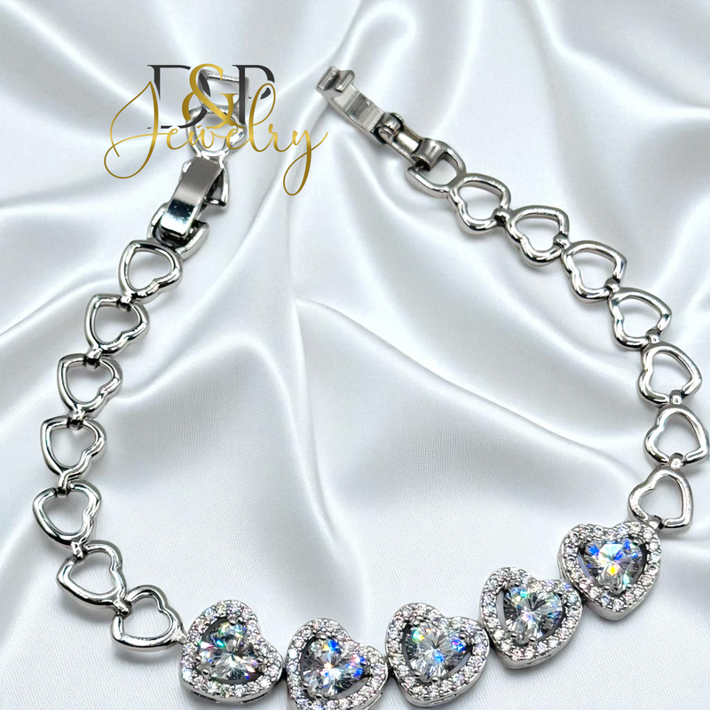 SILVER HEARTS AND MULTICOLOR BRACELET BR777