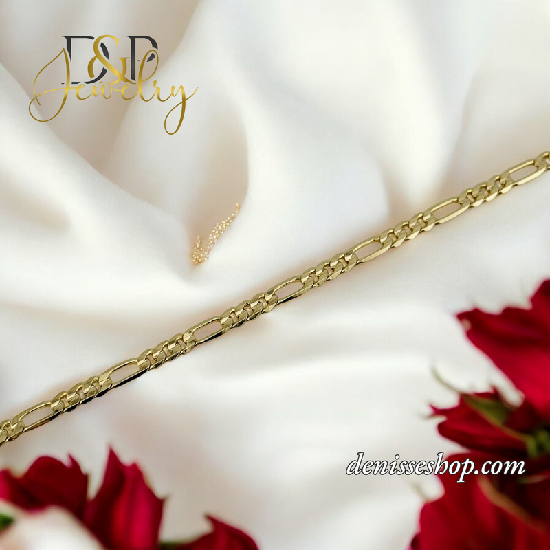 14K FIGARO 3MM BRACELET BR673