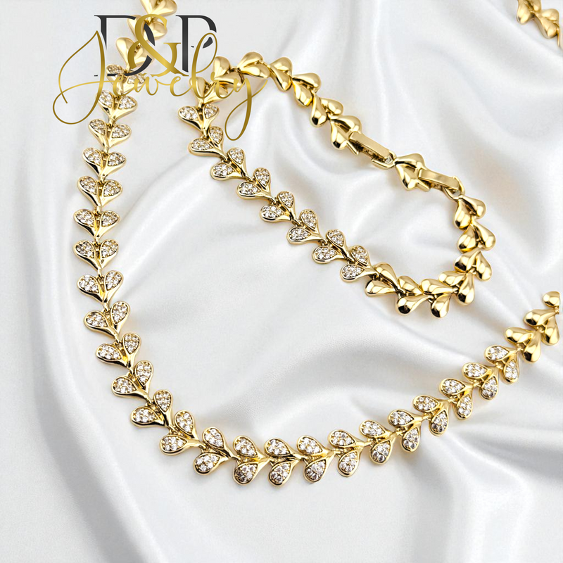 14K GOLD /BLING HEARTS/PLAIN HEARTS NECKLACE SET N298