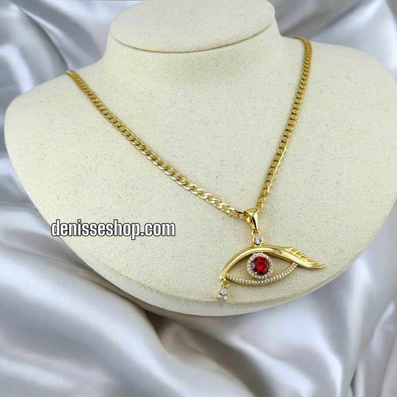 14K WOMEN / EYE WITH RED STONE PENDANT P531