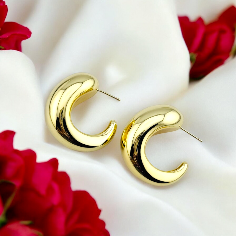 14K CHUNKY GOLD EARRING E806